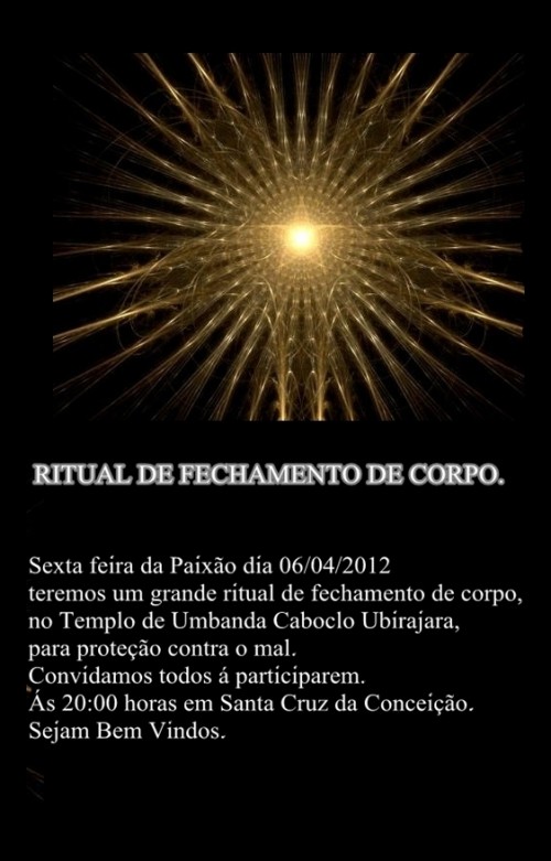 Ritual para Fechamento de Corpo.
